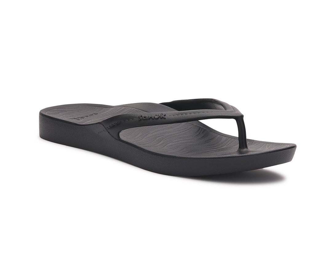 BLACK PALMER ARCH SUPPORT FLIP FLOPS