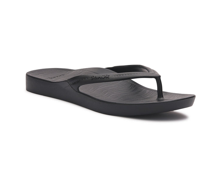 BLACK PALMER ARCH SUPPORT FLIP FLOPS