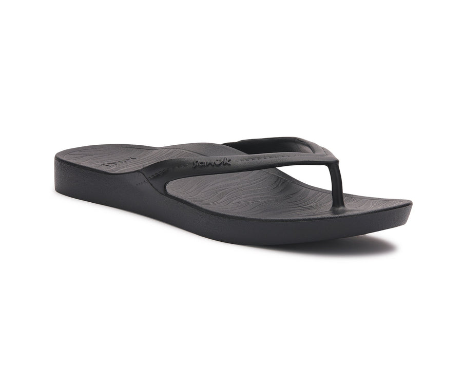 BLACK PALMER ARCH SUPPORT FLIP FLOPS
