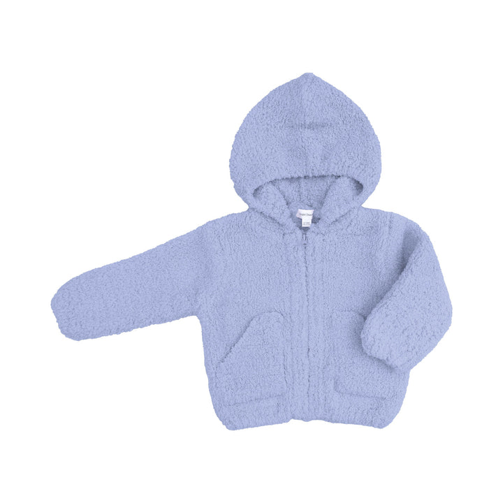 DUSTY BLUE CHENILLE HOODED JACKET