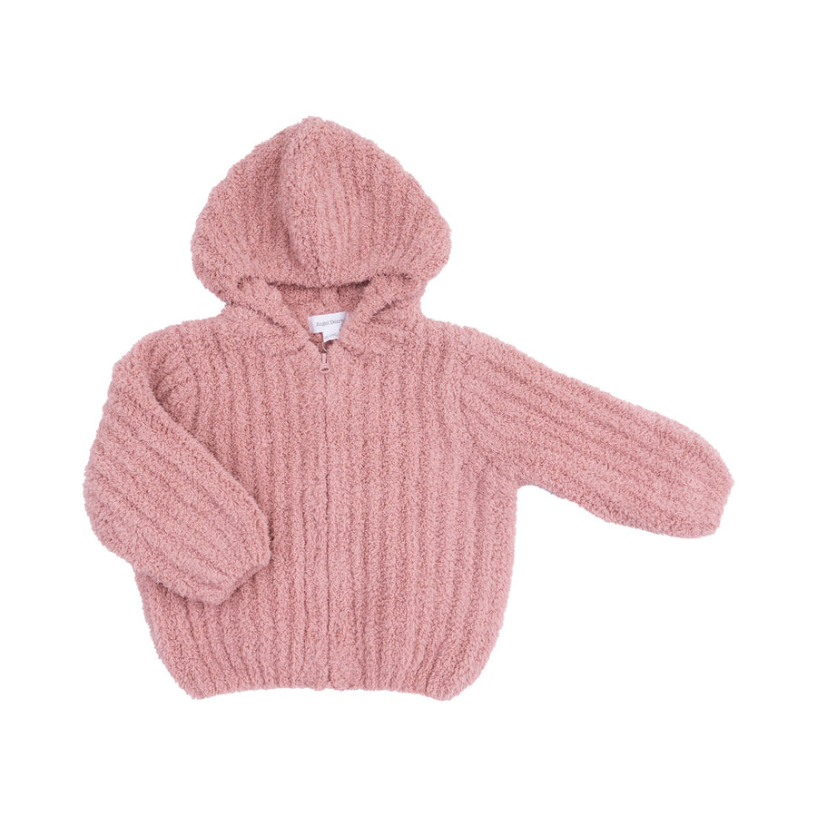 ROSE STRIPED TEXTURE CHENILLE HOODED JACKET
