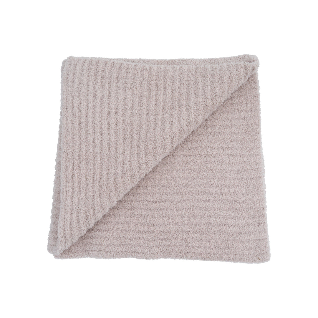 STONE CHENILLE STROLLER BLANKET W/ STRIPED TEXTURE