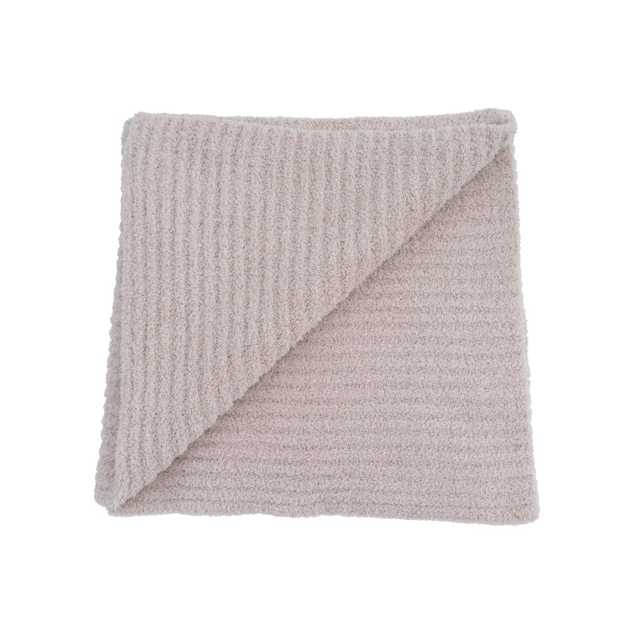 STONE CHENILLE STROLLER BLANKET W/ STRIPED TEXTURE
