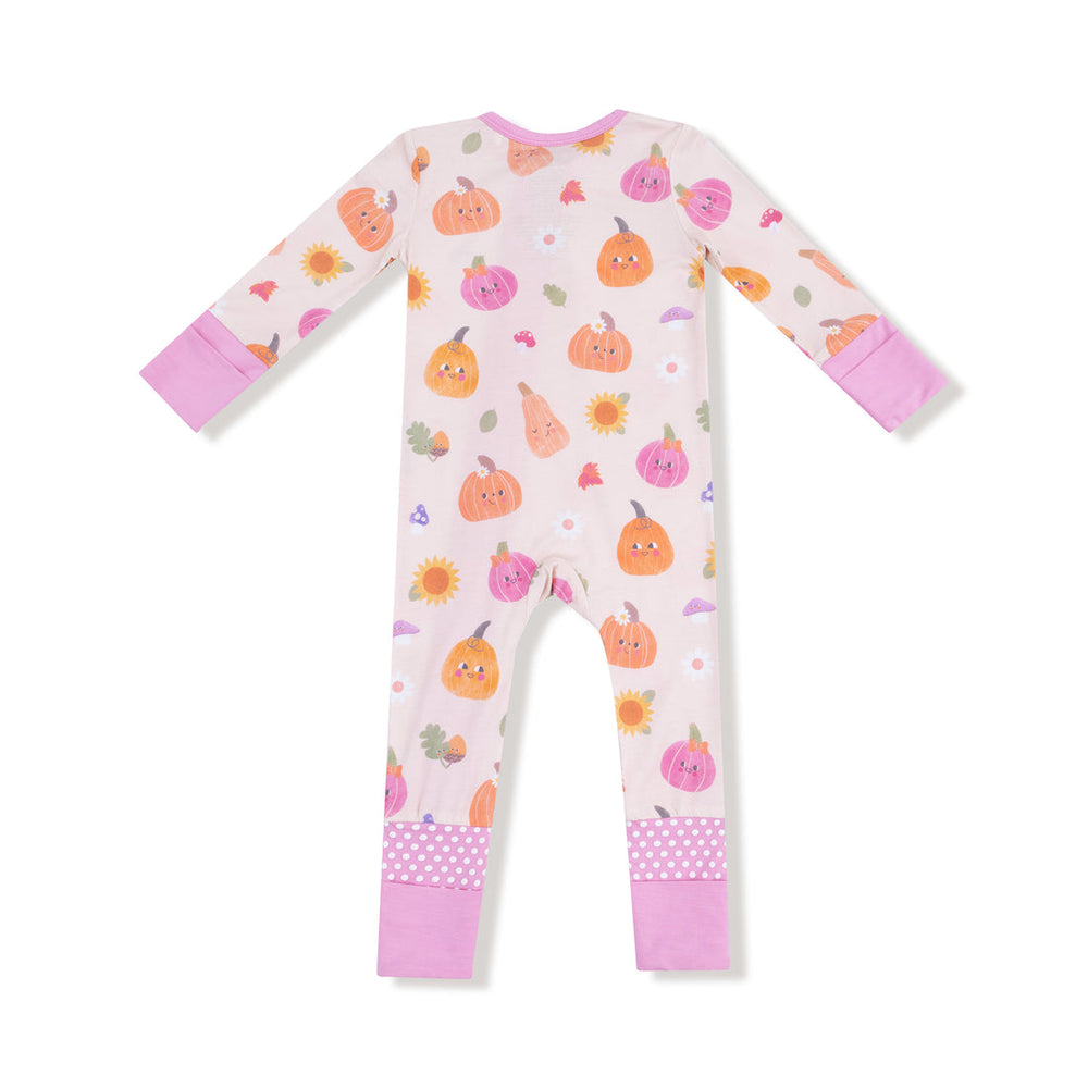 PINK AUTUMN PUMPKINS 2 WAY ZIPPER ROMPER
