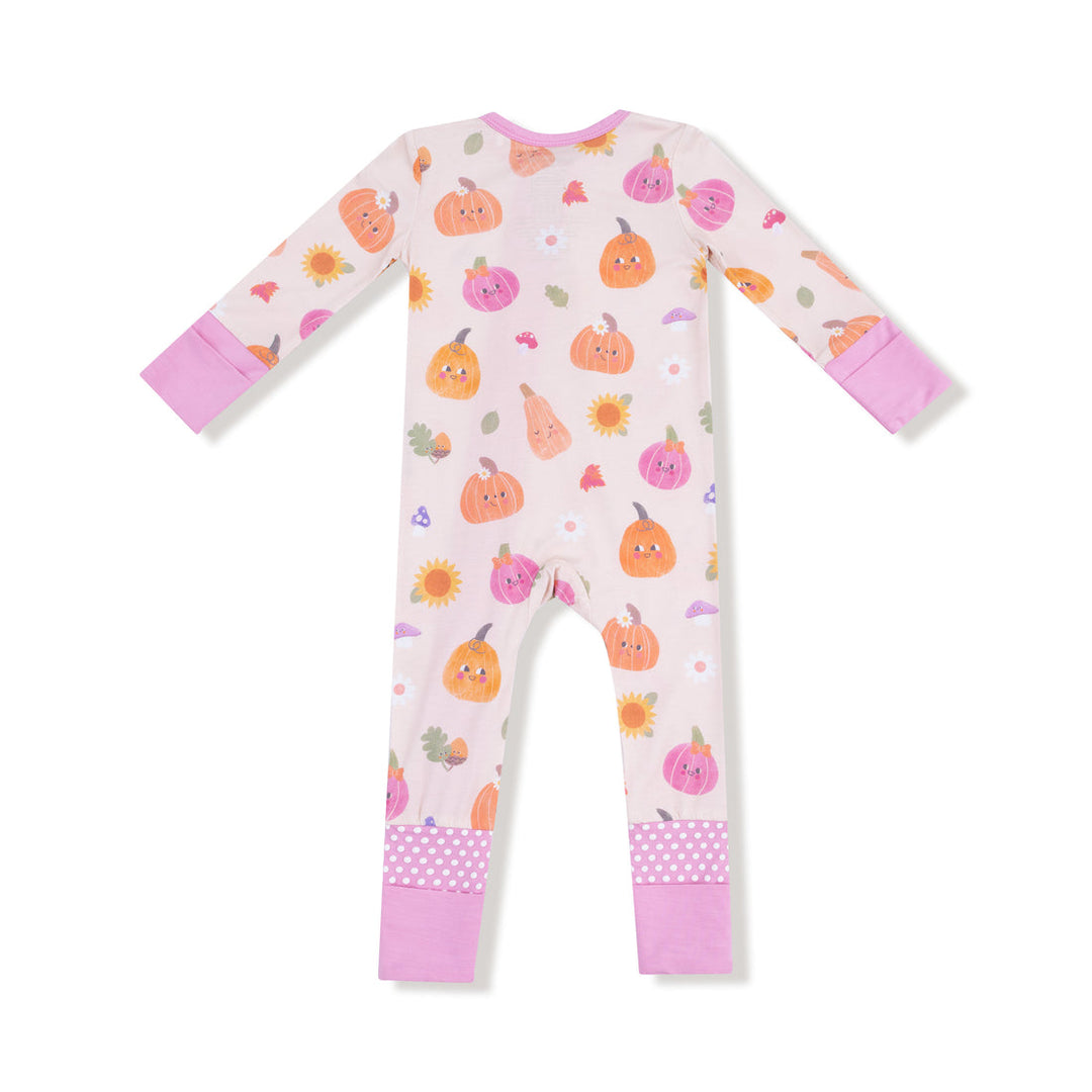 PINK AUTUMN PUMPKINS 2 WAY ZIPPER ROMPER