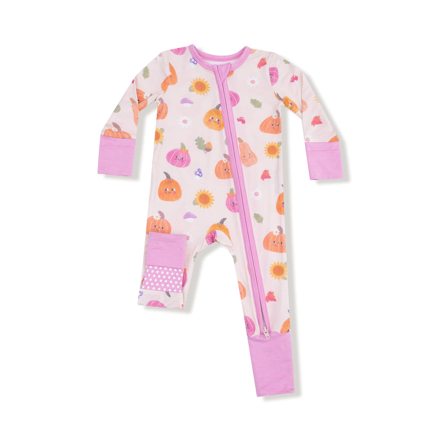PINK AUTUMN PUMPKINS 2 WAY ZIPPER ROMPER
