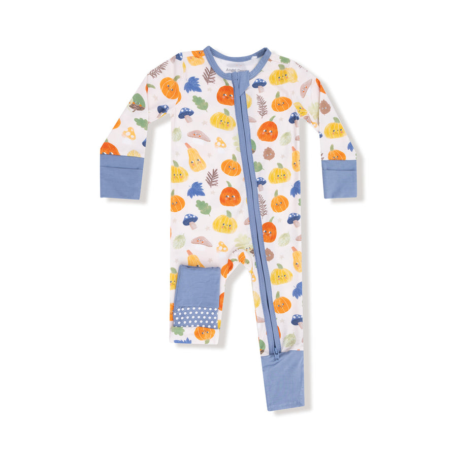 BLUE AUTUMN PUMPKINS 2 WAY ZIPPER ROMPER
