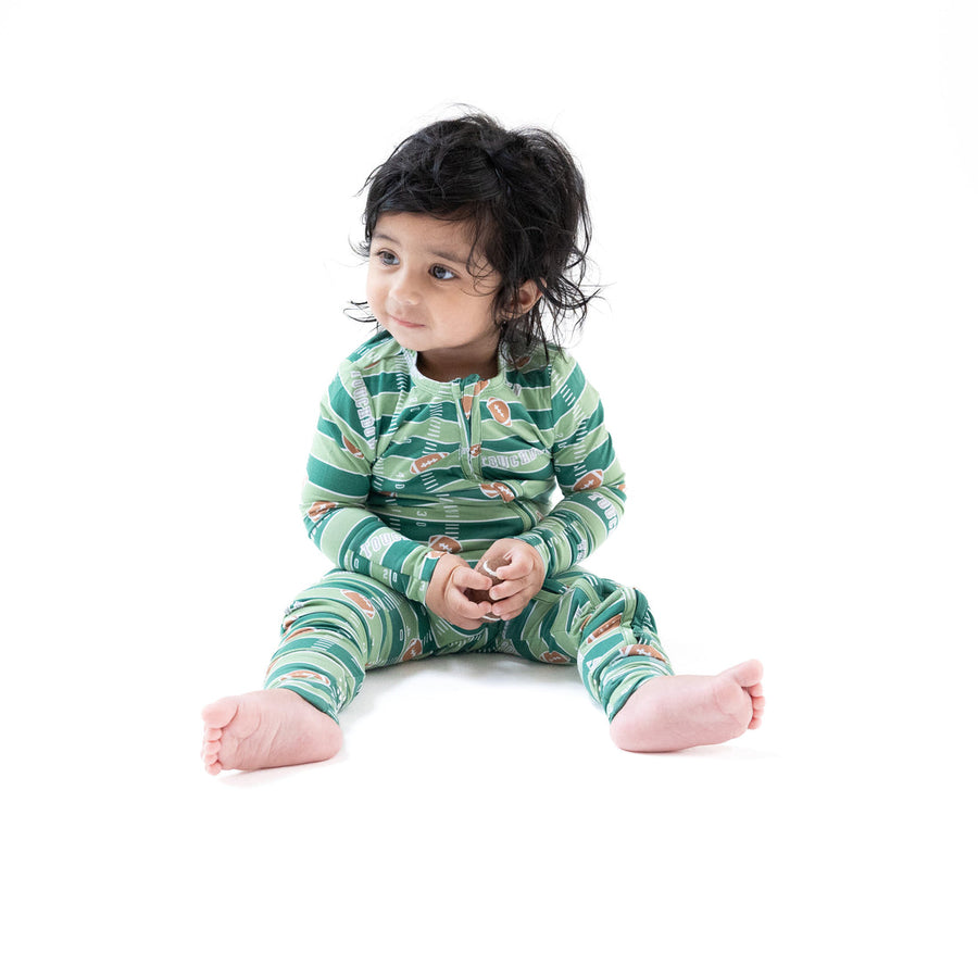 FOOTBALL FIELD GLOW IN THE DARK 2 WAY ZIPPER ROMPER
