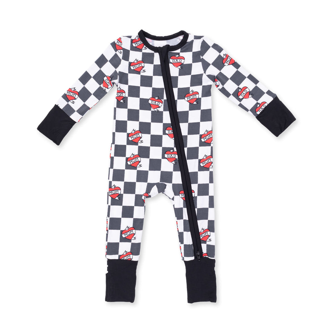 BLACK CHECK HEART TATTOO CONVERTIBLE ROMPER