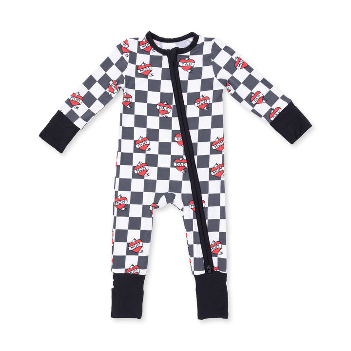 BLACK CHECK HEART TATTOO CONVERTIBLE ROMPER
