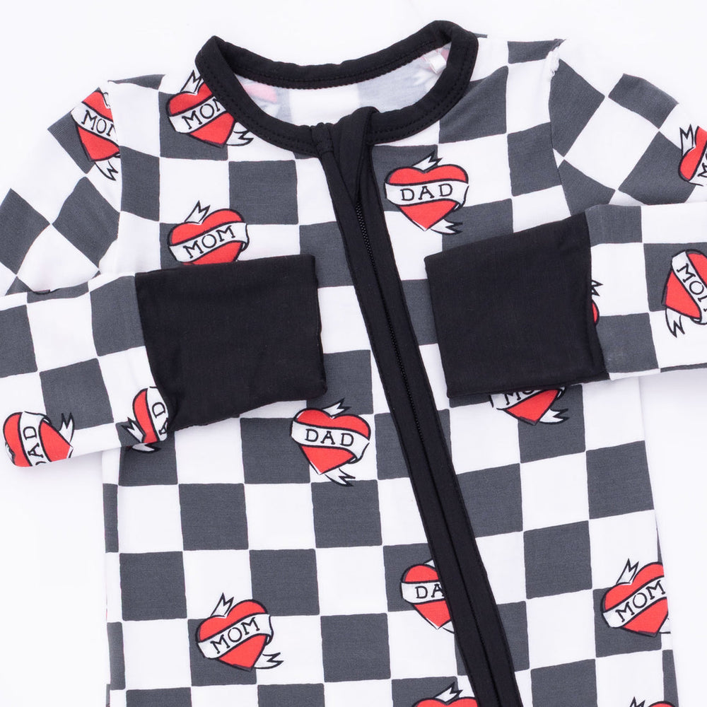 BLACK CHECK HEART TATTOO CONVERTIBLE ROMPER
