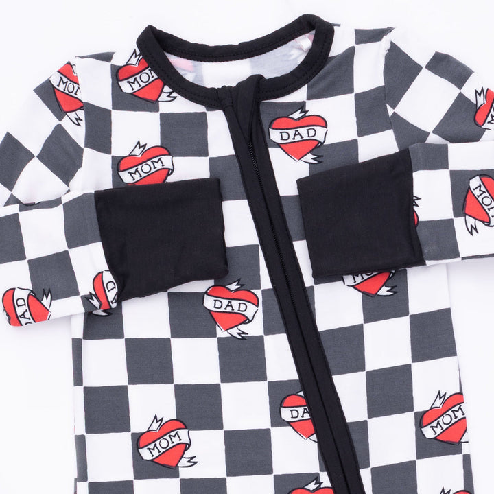 BLACK CHECK HEART TATTOO CONVERTIBLE ROMPER