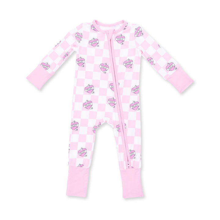 PINK CHECK HEART TATTOO CONVERTIBLE ROMPER