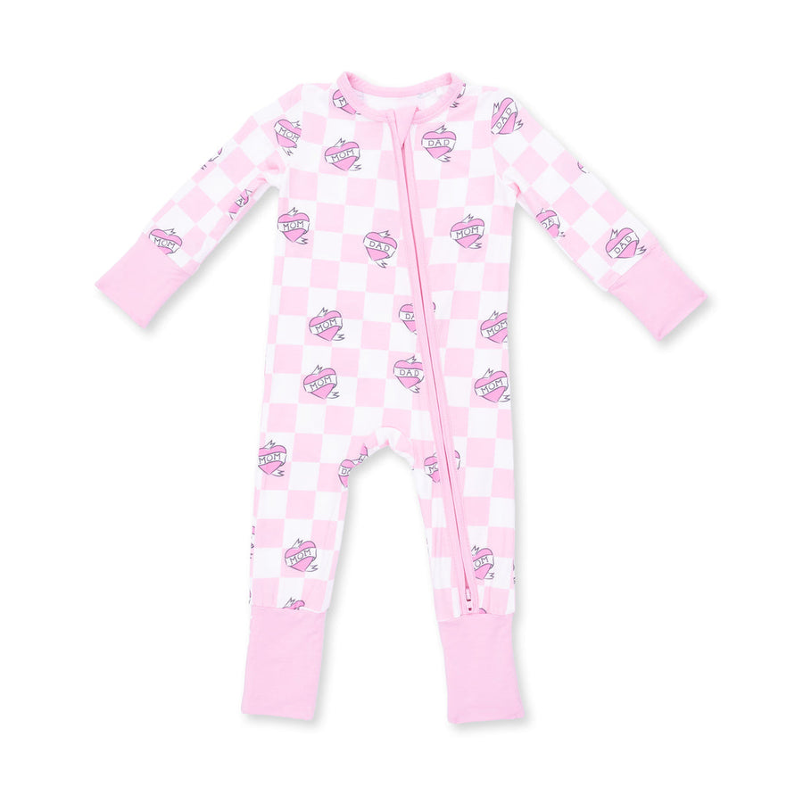 PINK CHECK HEART TATTOO CONVERTIBLE ROMPER
