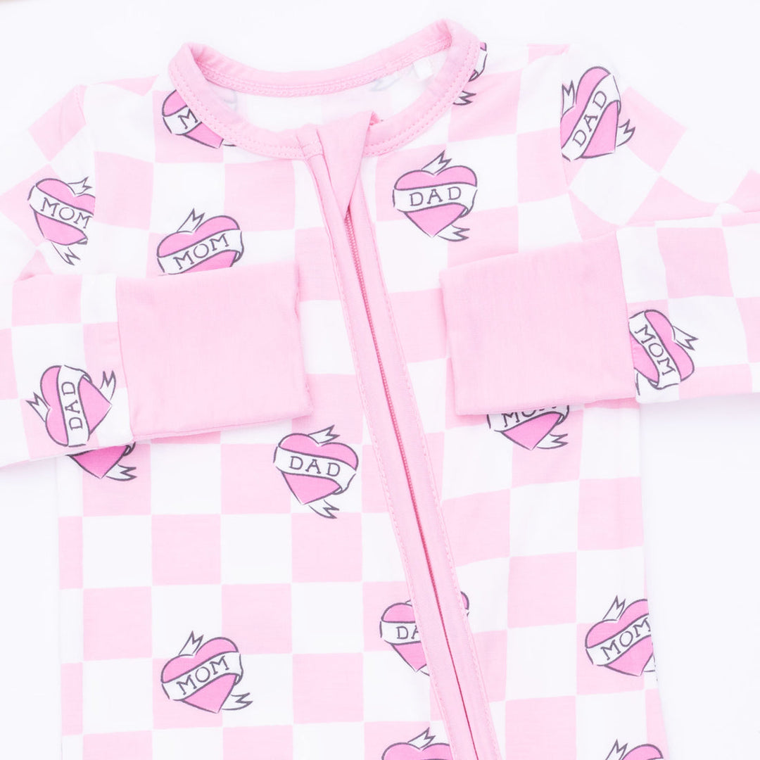 PINK CHECK HEART TATTOO CONVERTIBLE ROMPER