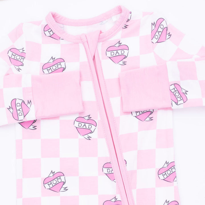 PINK CHECK HEART TATTOO CONVERTIBLE ROMPER