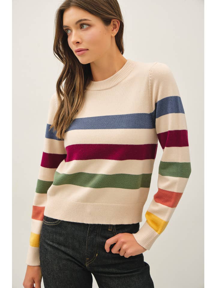 SKYE MULTI STRIPE BOXY SWEATER