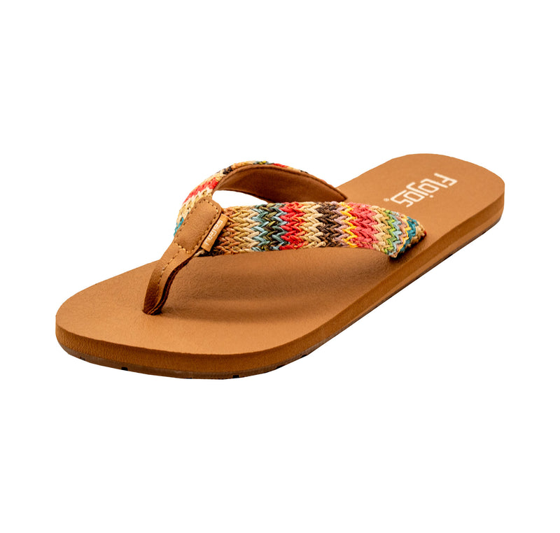JUNO TAN/RED MULTI WEAVE SANDALS
