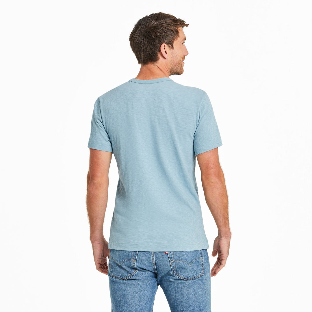 MEN'S SMOKY BLUE SLUB SLIM FIT POCKET TEE