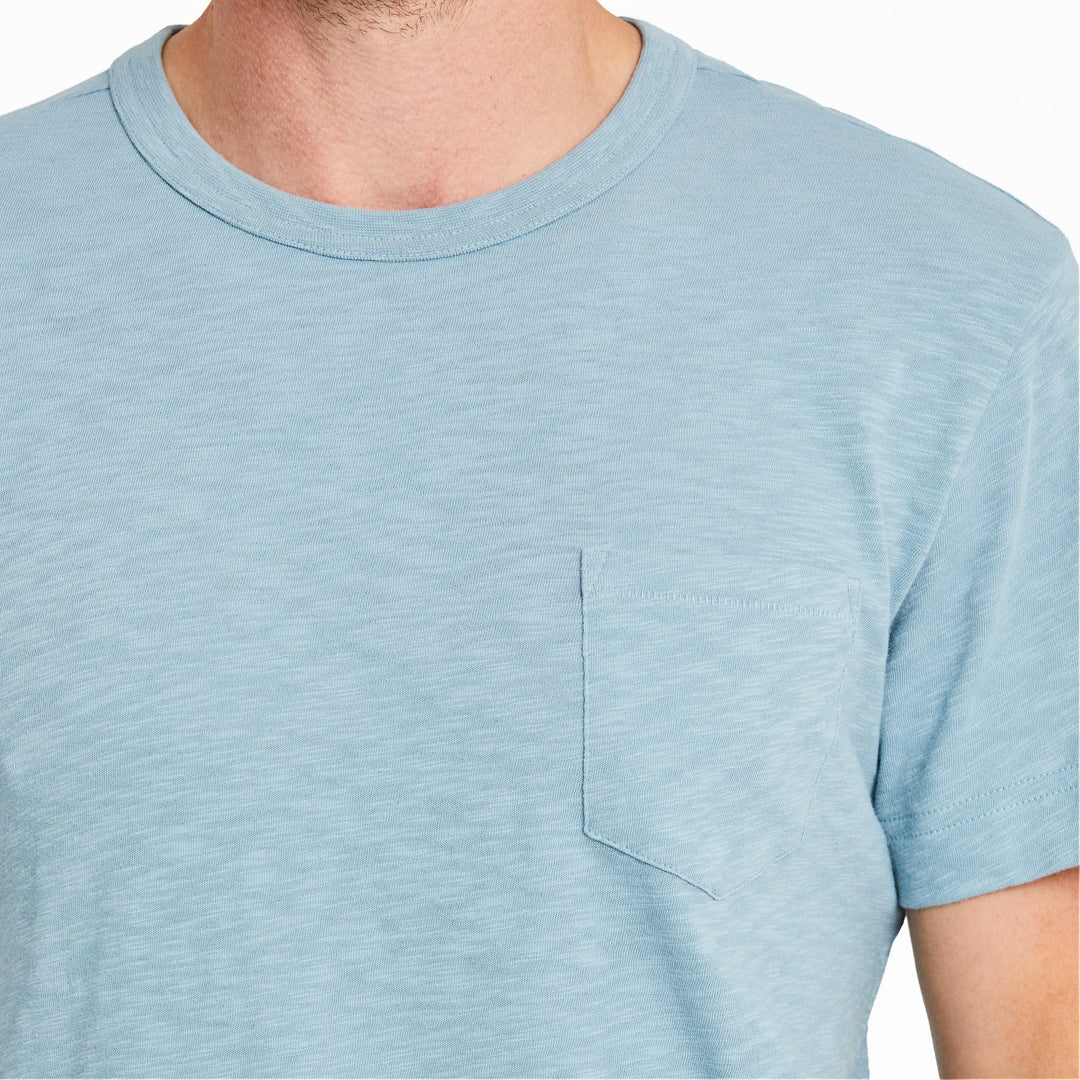 MEN'S SMOKY BLUE SLUB SLIM FIT POCKET TEE