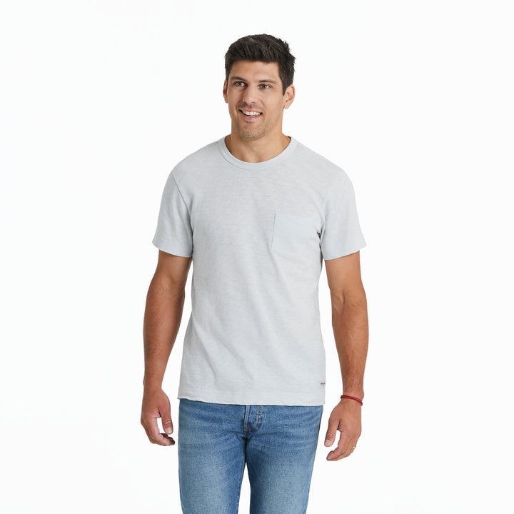 MEN'S FOG GRAY SLUB SLIM FIT POCKET TEE