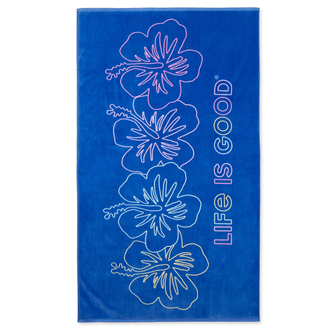HIBISCUS LINE DRAWING BEACH TOWEL