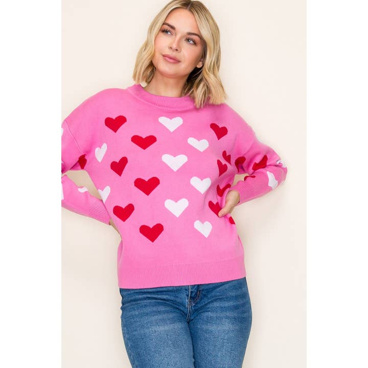 PINK FOLLOW YOUR HEART CREWNECK SWEATER