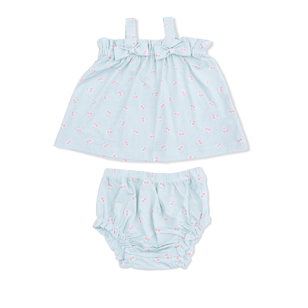 TINY CHERRY STRIPE TOP & RUFFLE LEG BLOOMER