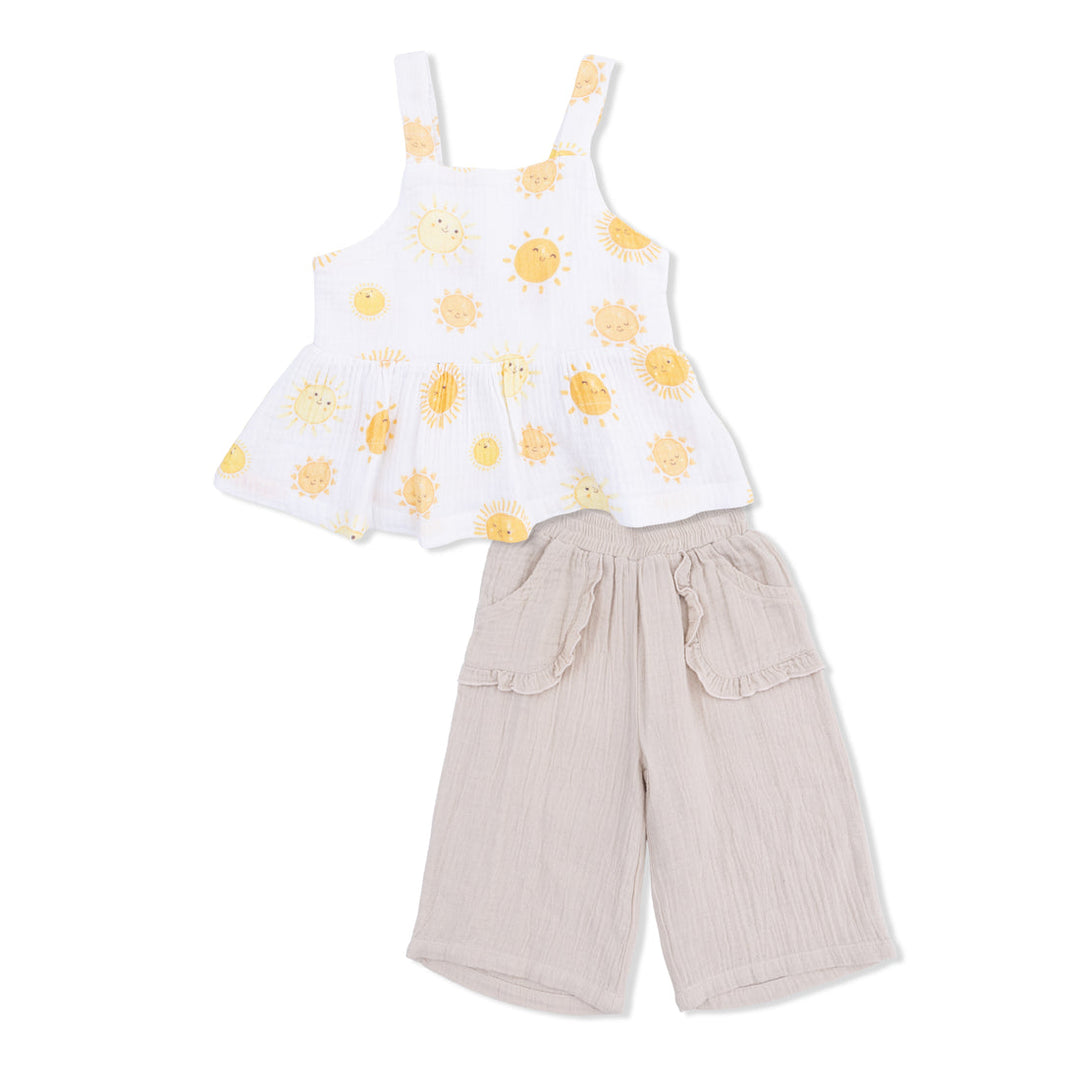 HAPPY SUNS PEPLUM TANK & WIDE LEG PANT SET