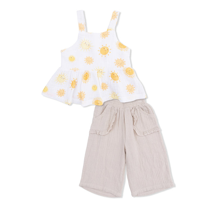 HAPPY SUNS PEPLUM TANK & WIDE LEG PANT SET