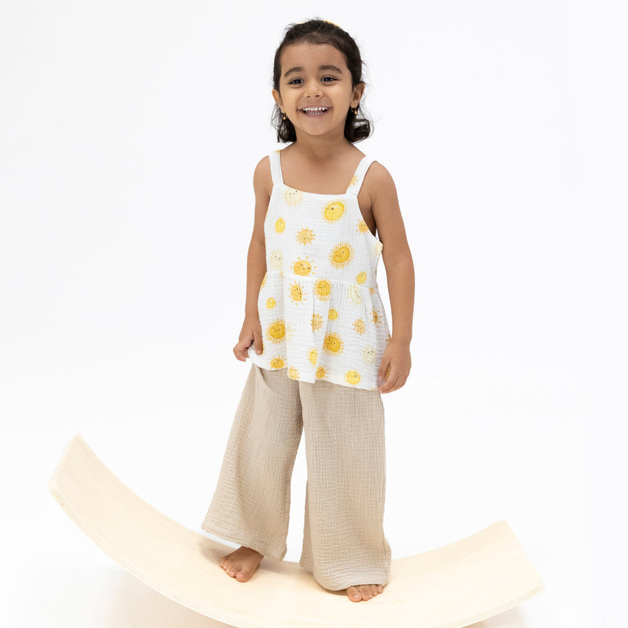 HAPPY SUNS PEPLUM TANK & WIDE LEG PANT SET

