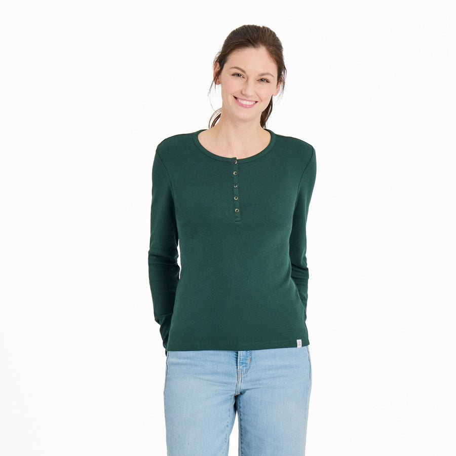 TREELINE GREEN MODAL RIB KNIT HENLEY
