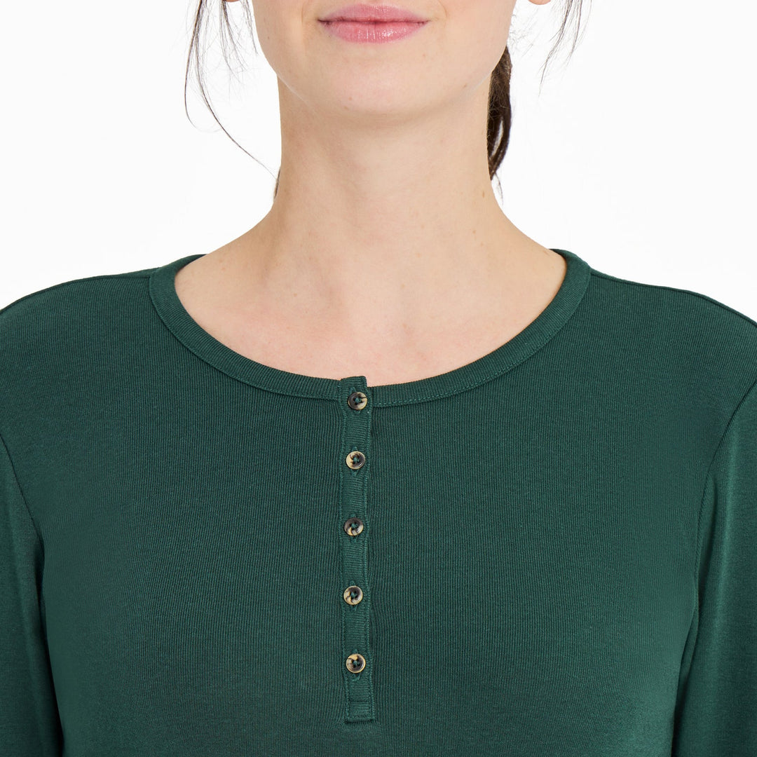 TREELINE GREEN MODAL RIB KNIT HENLEY