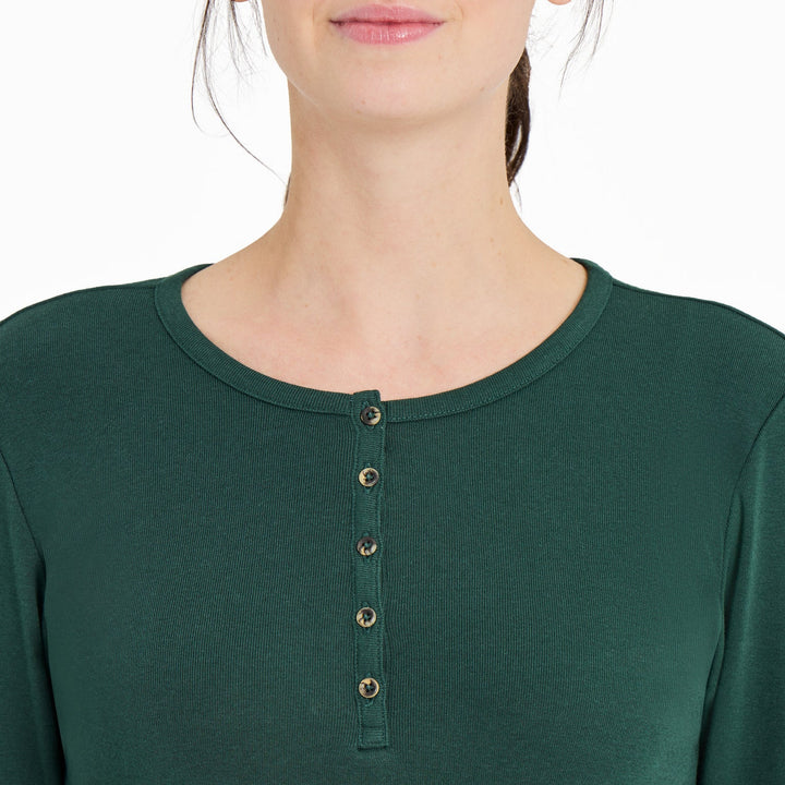 TREELINE GREEN MODAL RIB KNIT HENLEY