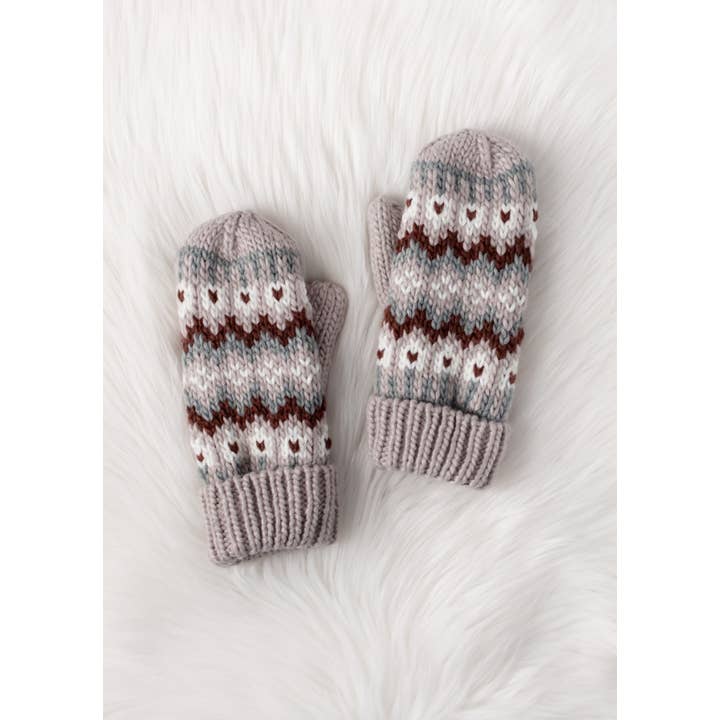 GREIGE, BROWN & WINTER WHITE MITTENS