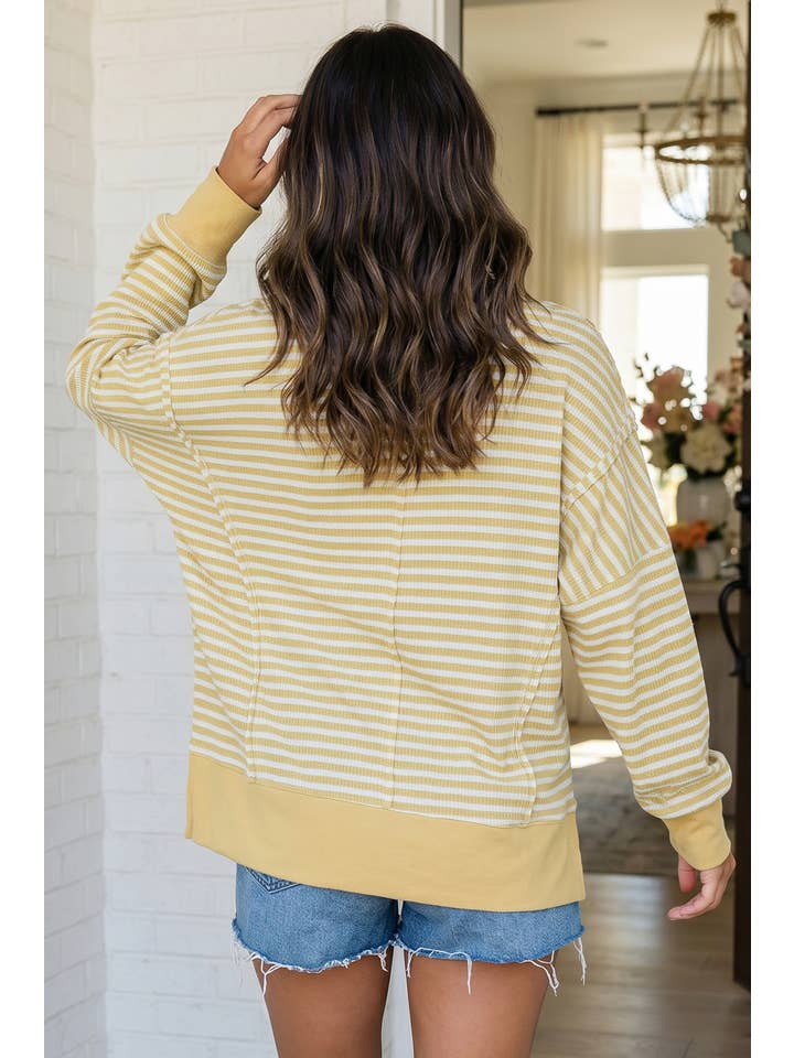STRAW STRIPE SIDE SLIT CREW