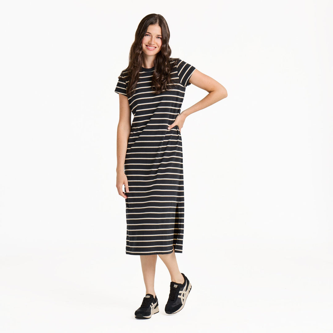 TRUE BLACK S/S STRIPED CRUSHER DRESS