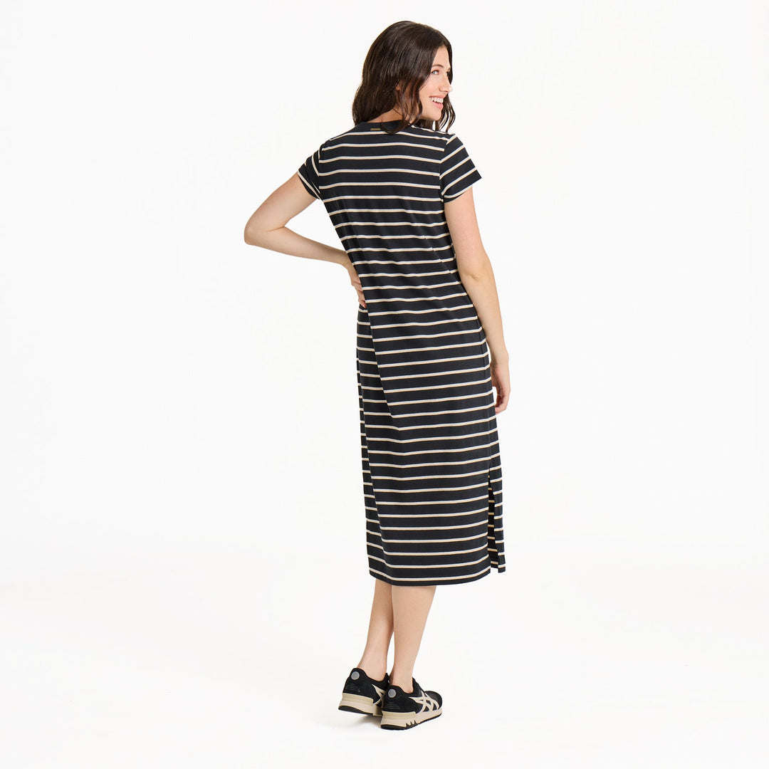 TRUE BLACK S/S STRIPED CRUSHER DRESS