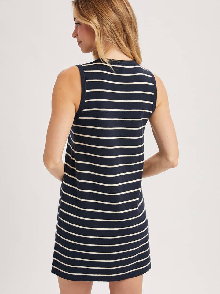 NAVY SIMPLE STRIPE TANK DRESS