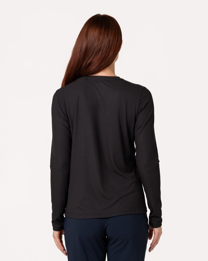 BLACK ESSENTIALIST LONG SLEEVE RIBBED T-SHIRT