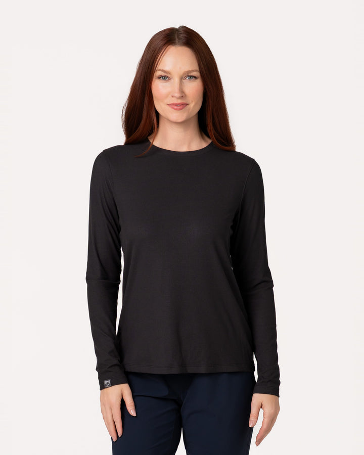 BLACK ESSENTIALIST LONG SLEEVE RIBBED T-SHIRT