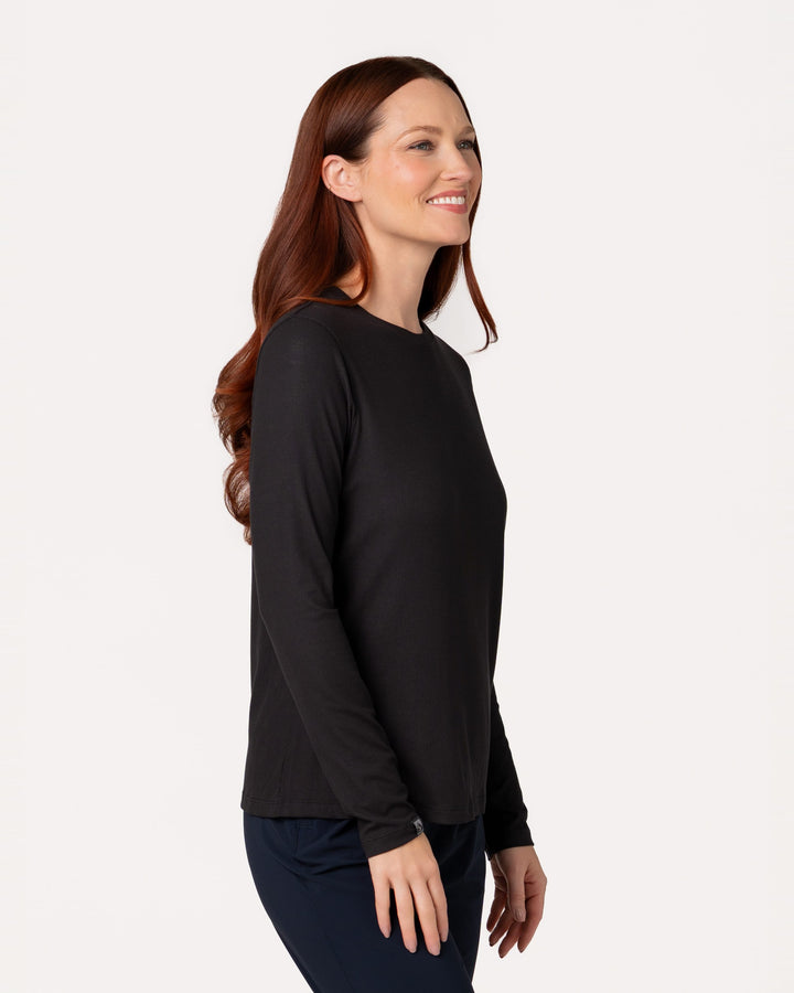 BLACK ESSENTIALIST LONG SLEEVE RIBBED T-SHIRT