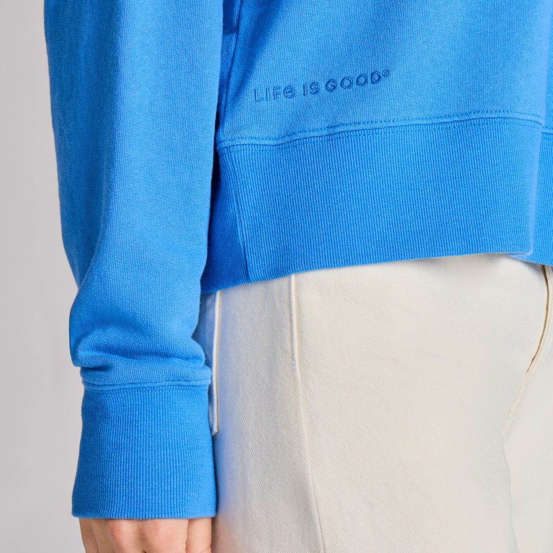 BLUE SOLID FRENCH TERRY BOXY QUARTER ZIP