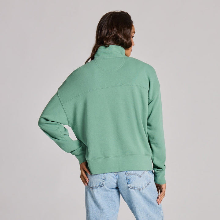GRANITE GREEN SOLID FRENCH TERRY BOXY QUARTER ZIP