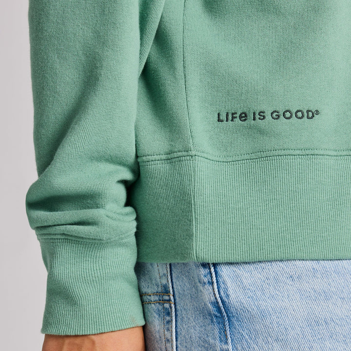 GRANITE GREEN SOLID FRENCH TERRY BOXY QUARTER ZIP