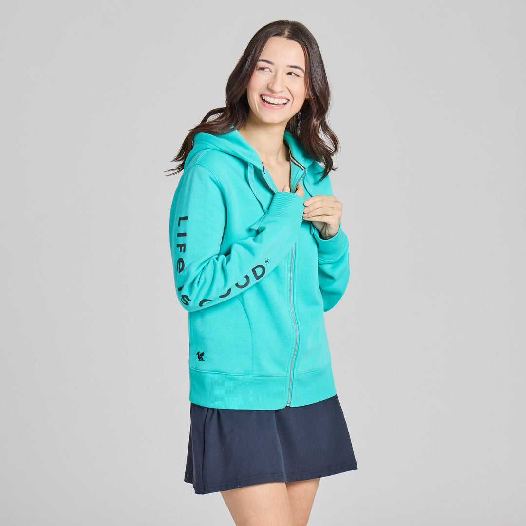 Women's Life is Good Crafty Wordmark Good Vibes Zip Hoodie