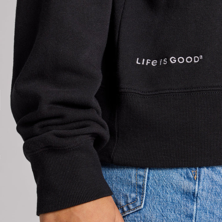 TRUE BLACK FRENCH TERRY BOXY ZIP HOODIE