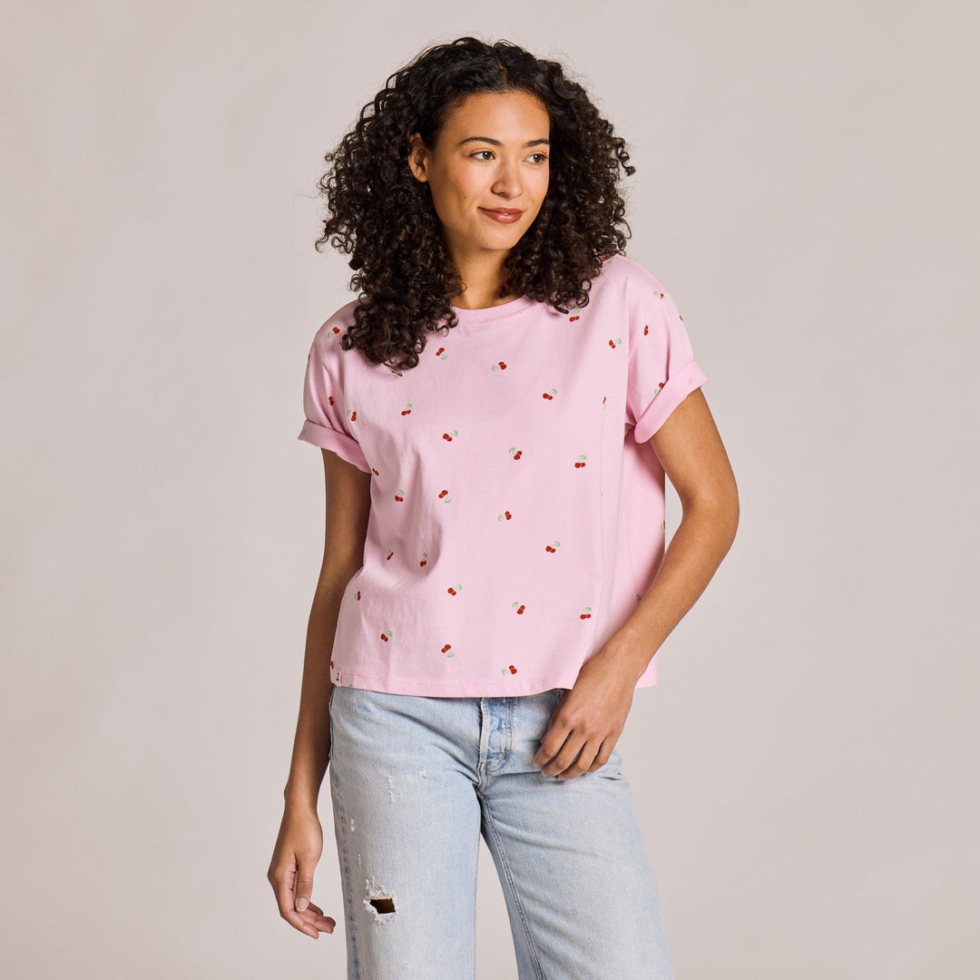 CHERRY PATTERN BOXY CRUSHER TEE