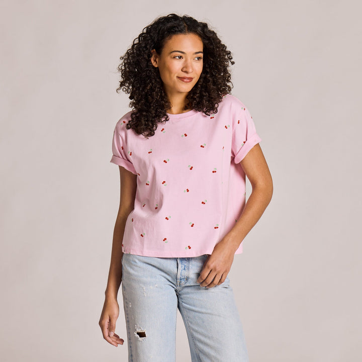 CHERRY PATTERN BOXY CRUSHER TEE