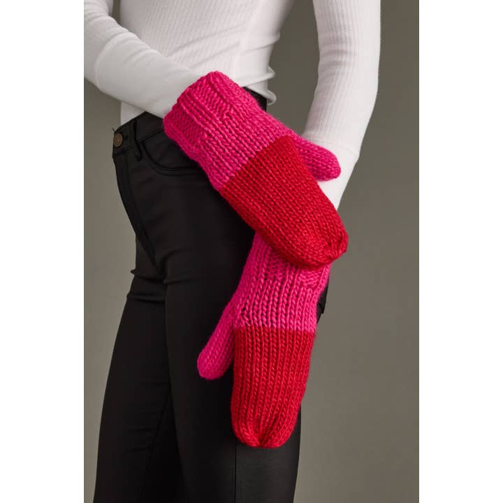 BRIGHT PINK & RED MITTENS